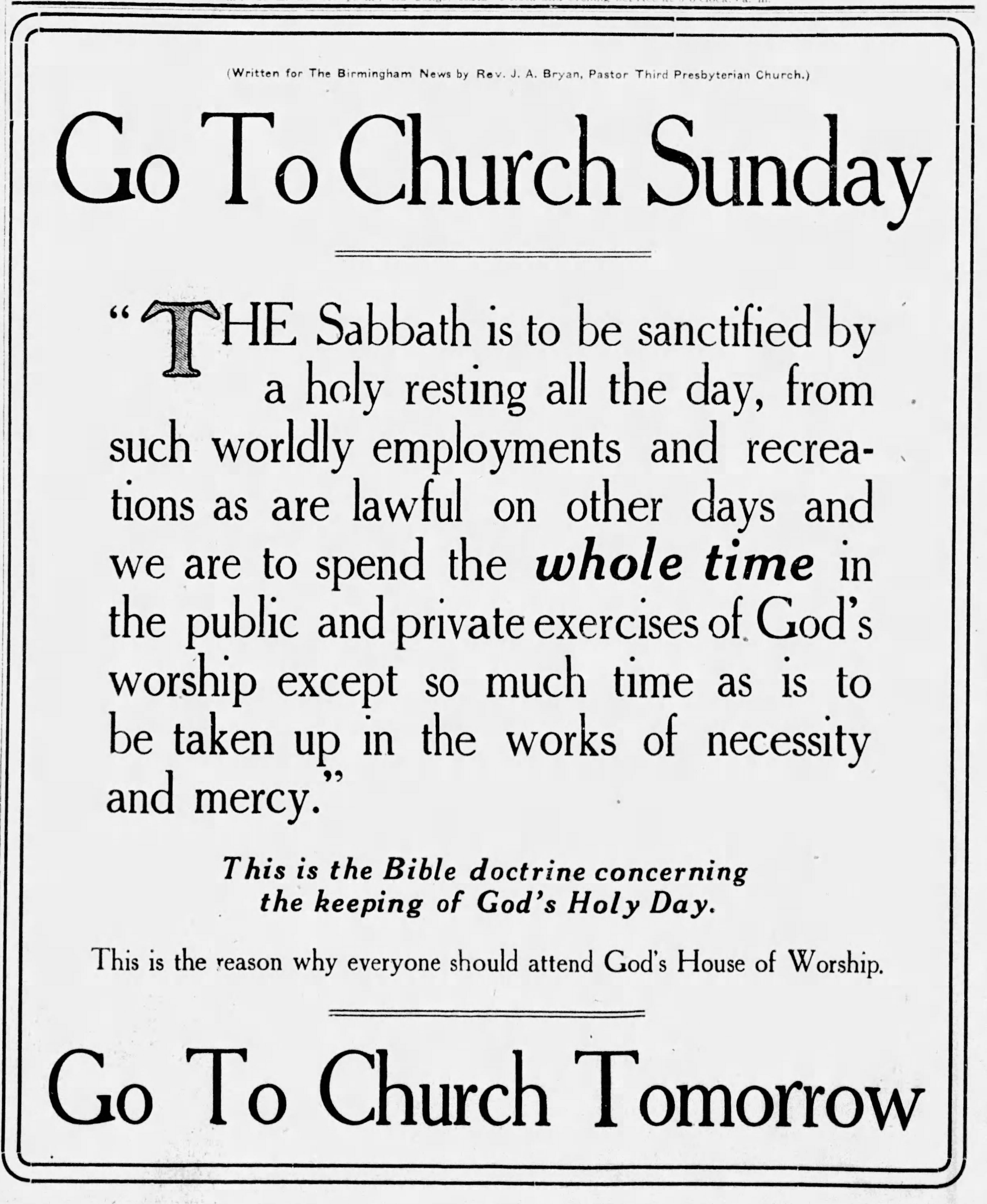 Go To Church Sunday (Church Advertizement)